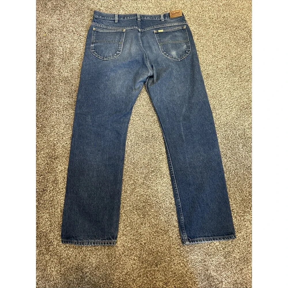 Vtg LL Bean Jeans 36x32 Denim Relaxed Straight Leg Union Made 80s